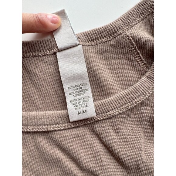 KASICS Taupe Cotton Baby Rib Racerback Tank, Size M - Picture 10 of 11